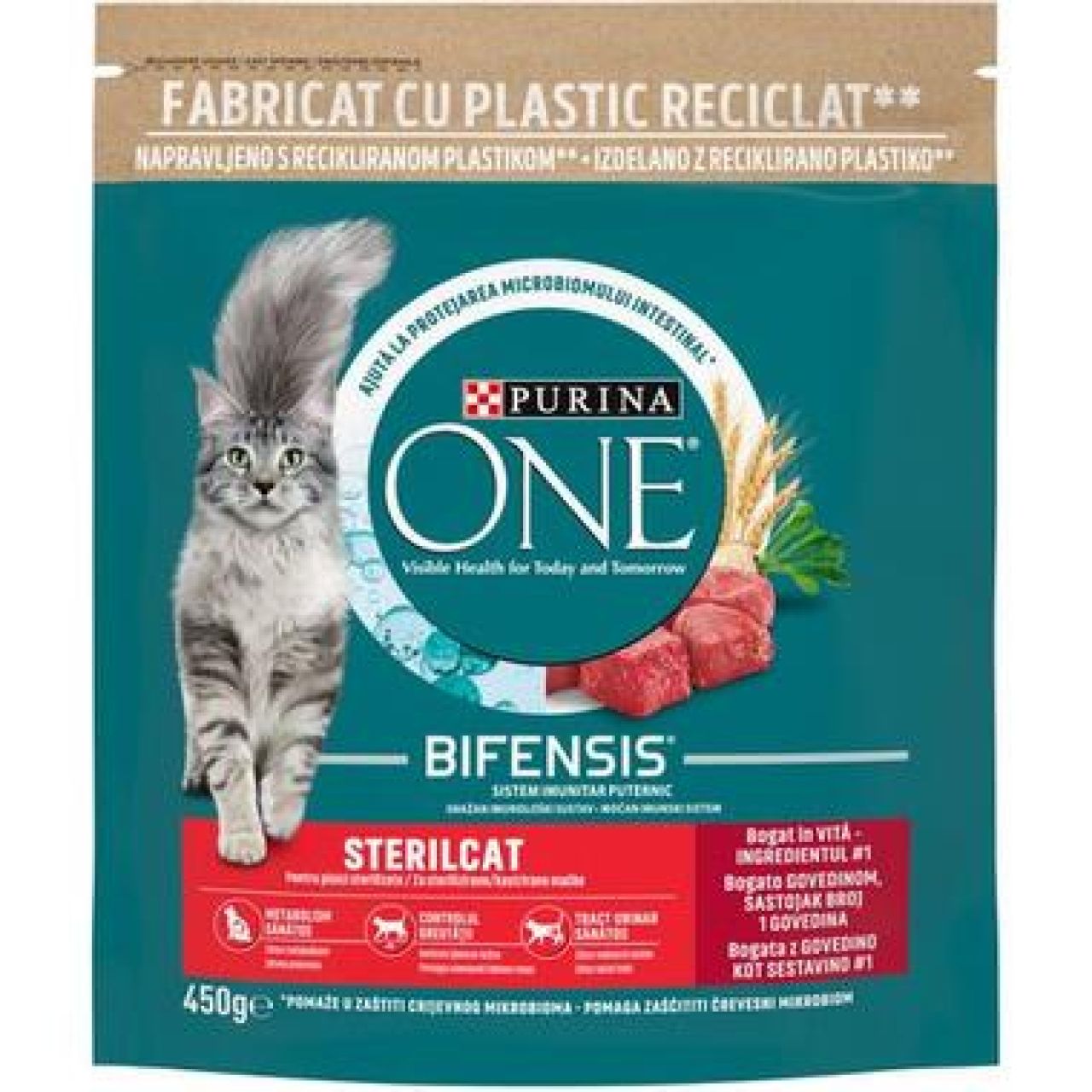Purina ONE Adult Sterilcat, s govedinom i pšenicom, suha hrana za mačke - 450g