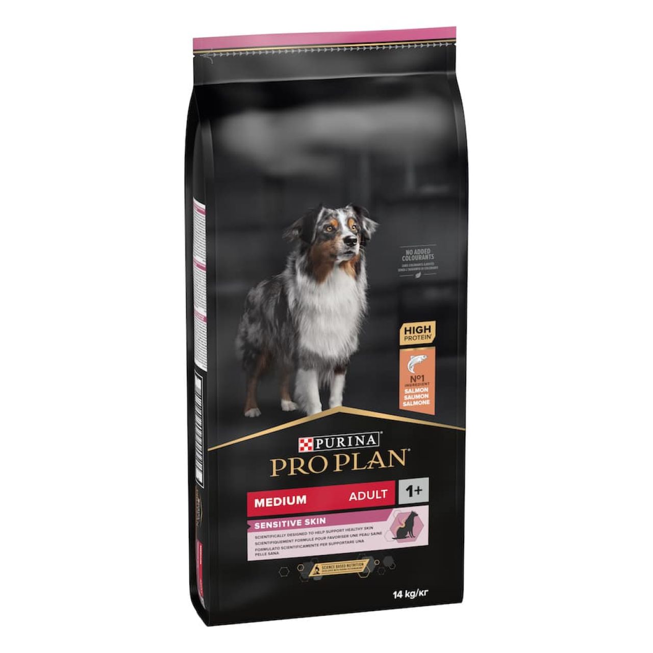 PRO PLAN Medium, Sensitive Skin, Opti Derma - losos,14kg