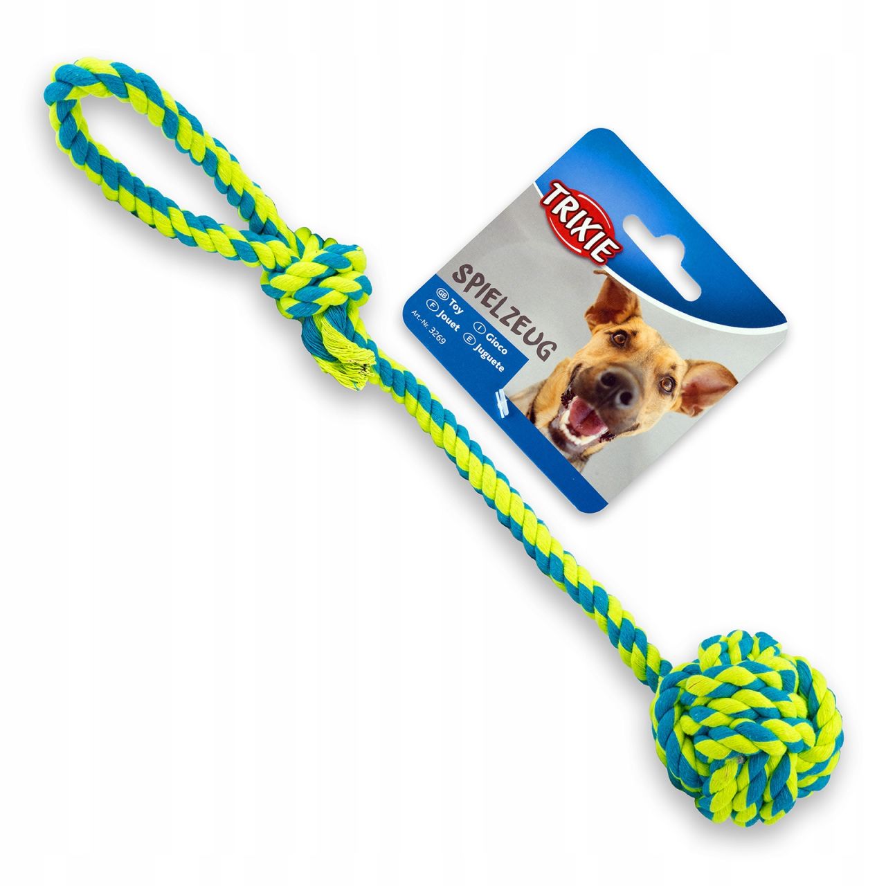 Trixie igračka za pse konop s pletenom loptom 50 cm/fi-7 cm