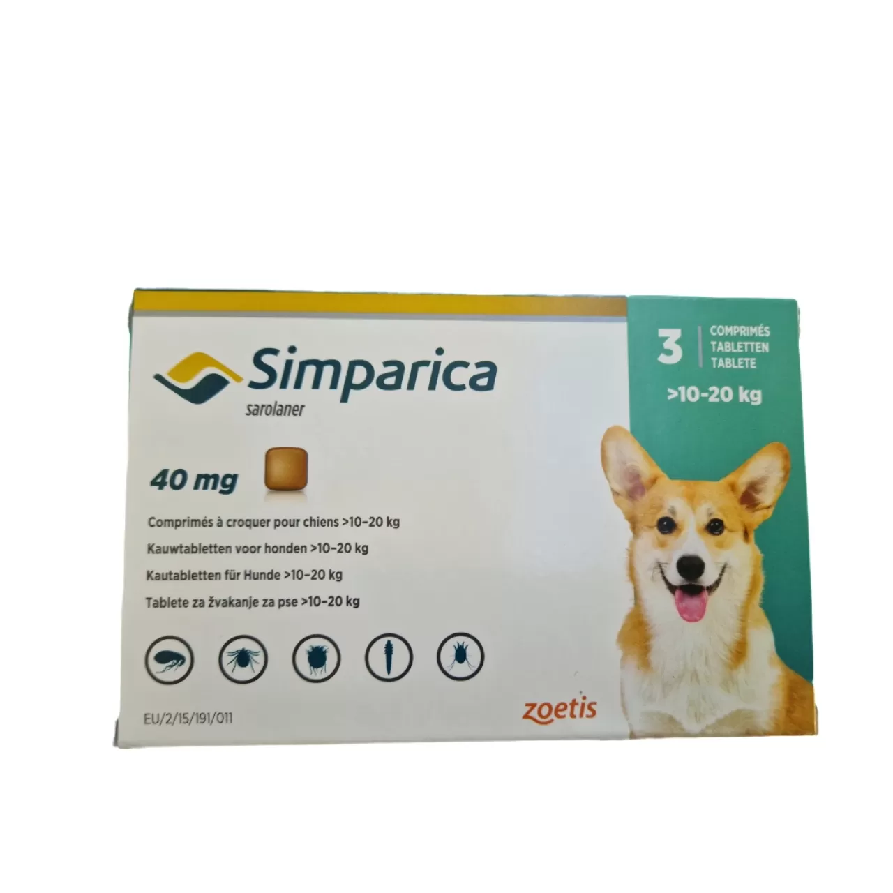 Zoetis Simparica 40mg za pse težine 10-20kg / 1 tableta