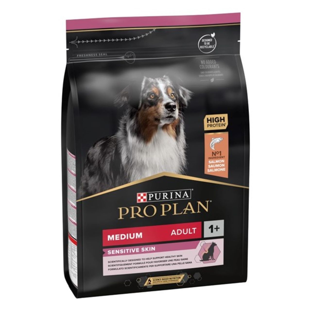 PRO PLAN Medium, Sensitive Skin, Opti Derma - losos