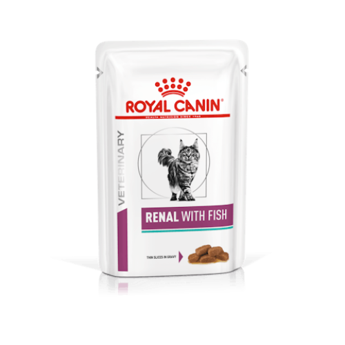 ROYAL CANIN RENAL WITH FISH tanki kimadići u umaku 85g, mokra hrana za mačke